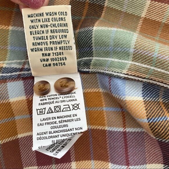 L.L. Bean plaid button down shirt in cotton & lyocell blend fabric, petite - Picture 9 of 9